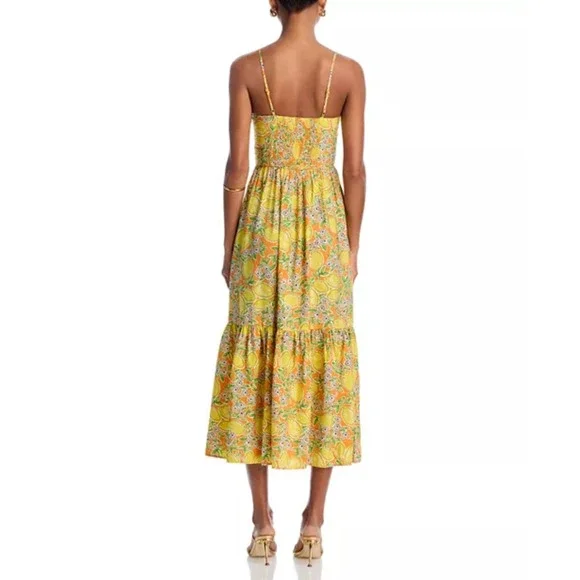 Aqua Yellow Floral Midi Dress - Picture 2 of 9